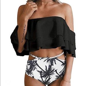 Two piece bathing suit set.